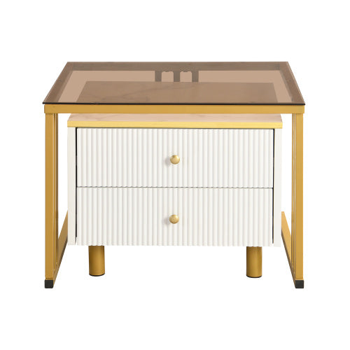 Coffee Table Set of 2, Nesting Coffee Table with Marble Pattern