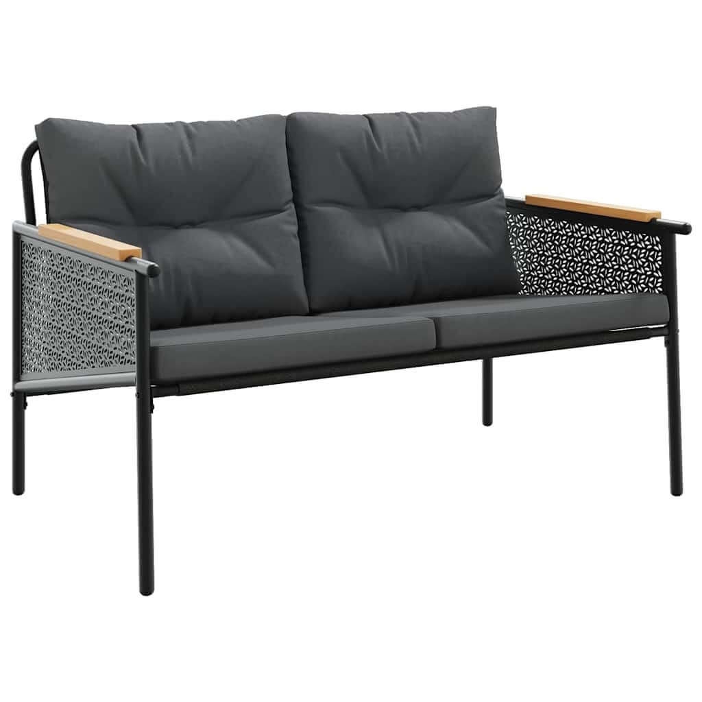 5-Piece Balcony Furniture Set with Cushions Black Steel