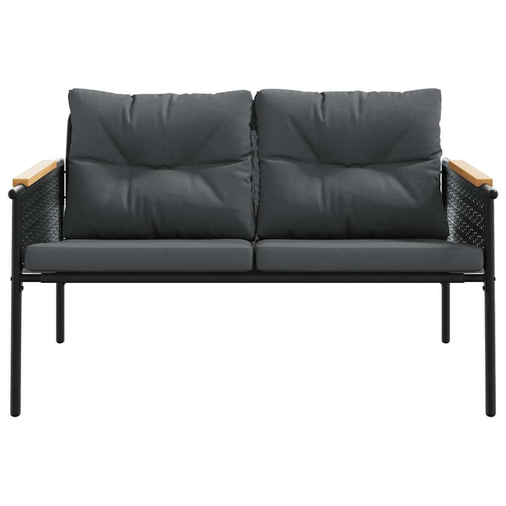 5-Piece Balcony Furniture Set with Cushions Black Steel
