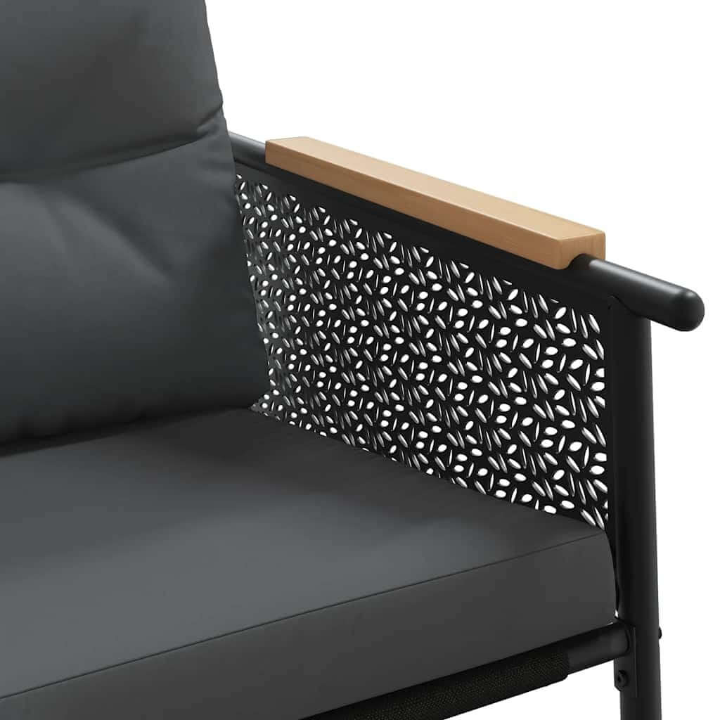 5-Piece Balcony Furniture Set with Cushions Black Steel