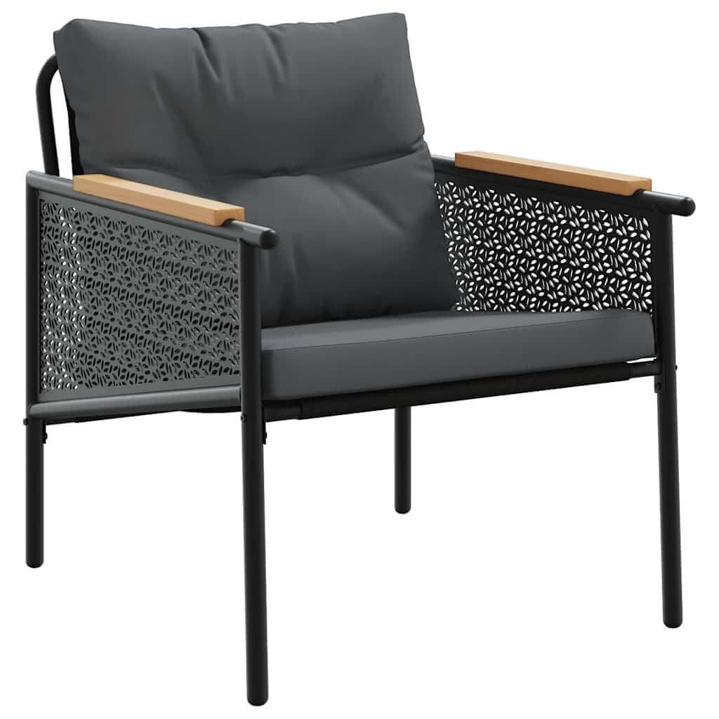 5-Piece Balcony Furniture Set with Cushions Black Steel