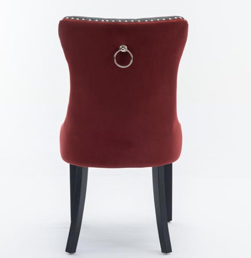 Tufted Solid Wood Contemporary PU & Velvet Upholstered Dining Chair-2 Piece Set