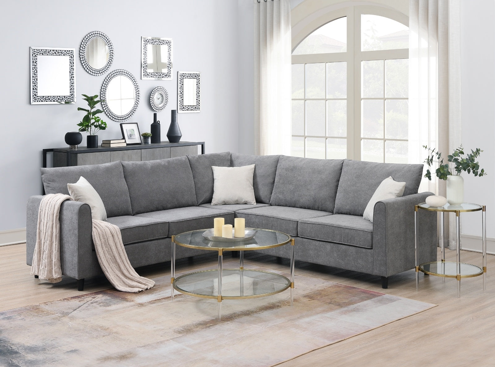 91 91 Modern L-Shape Sectional Sofa Upholstered