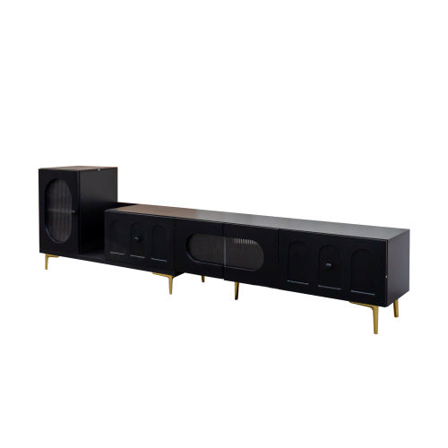 Wood Extendable TV Stand Rectangle Entertainment Center