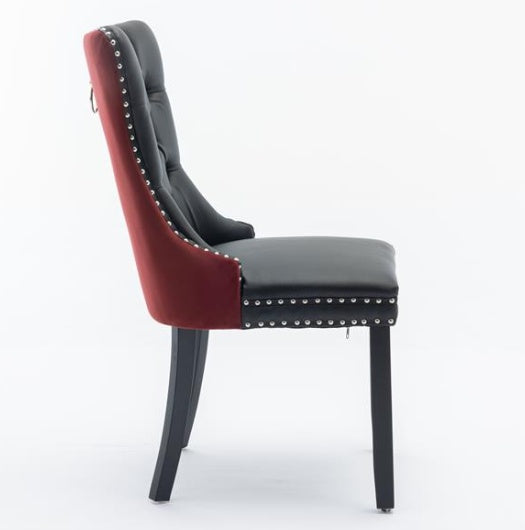 Tufted Solid Wood Contemporary PU & Velvet Upholstered Dining Chair-2 Piece Set