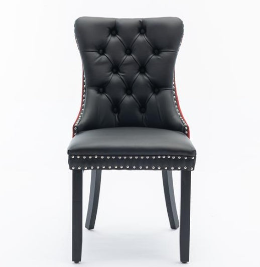 Tufted Solid Wood Contemporary PU & Velvet Upholstered Dining Chair-2 Piece Set