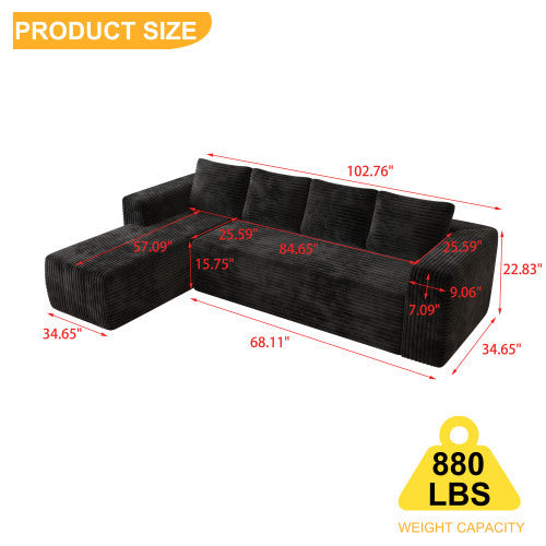 L-Shape Chaise, Modern Modular Sofa