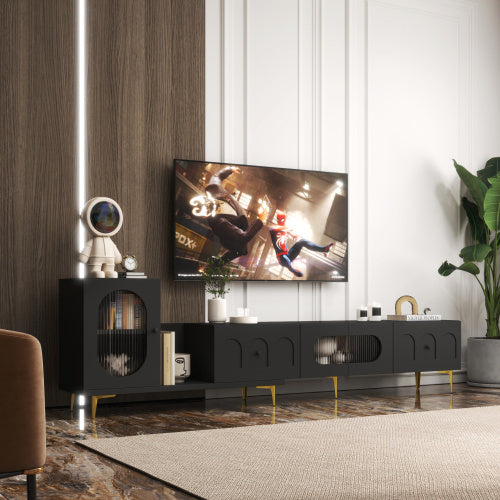 Wood Extendable TV Stand Rectangle Entertainment Center