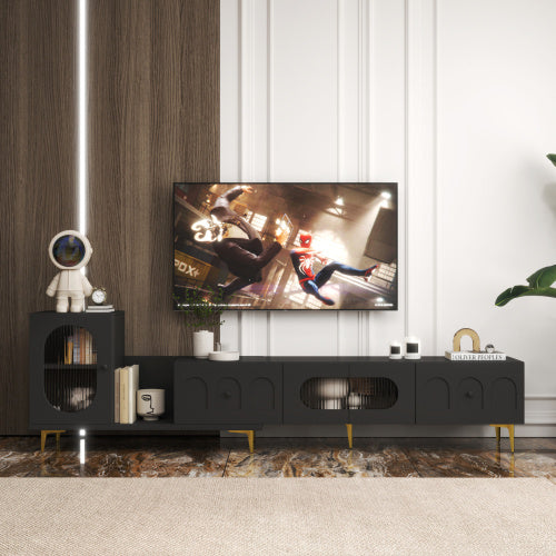 Wood Extendable TV Stand Rectangle Entertainment Center
