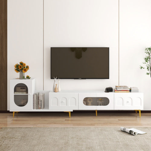 Wood Extendable TV Stand Rectangle Entertainment Center