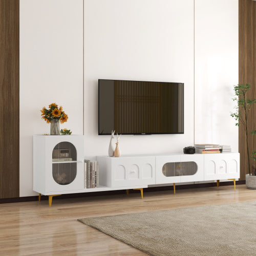 Wood Extendable TV Stand Rectangle Entertainment Center