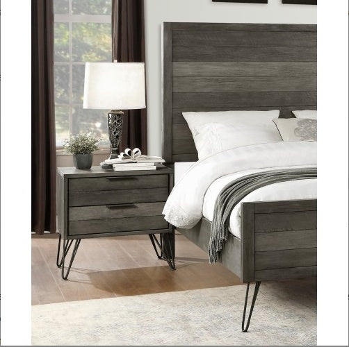 Contemporary Three-Tone Gray Finish Nightstand