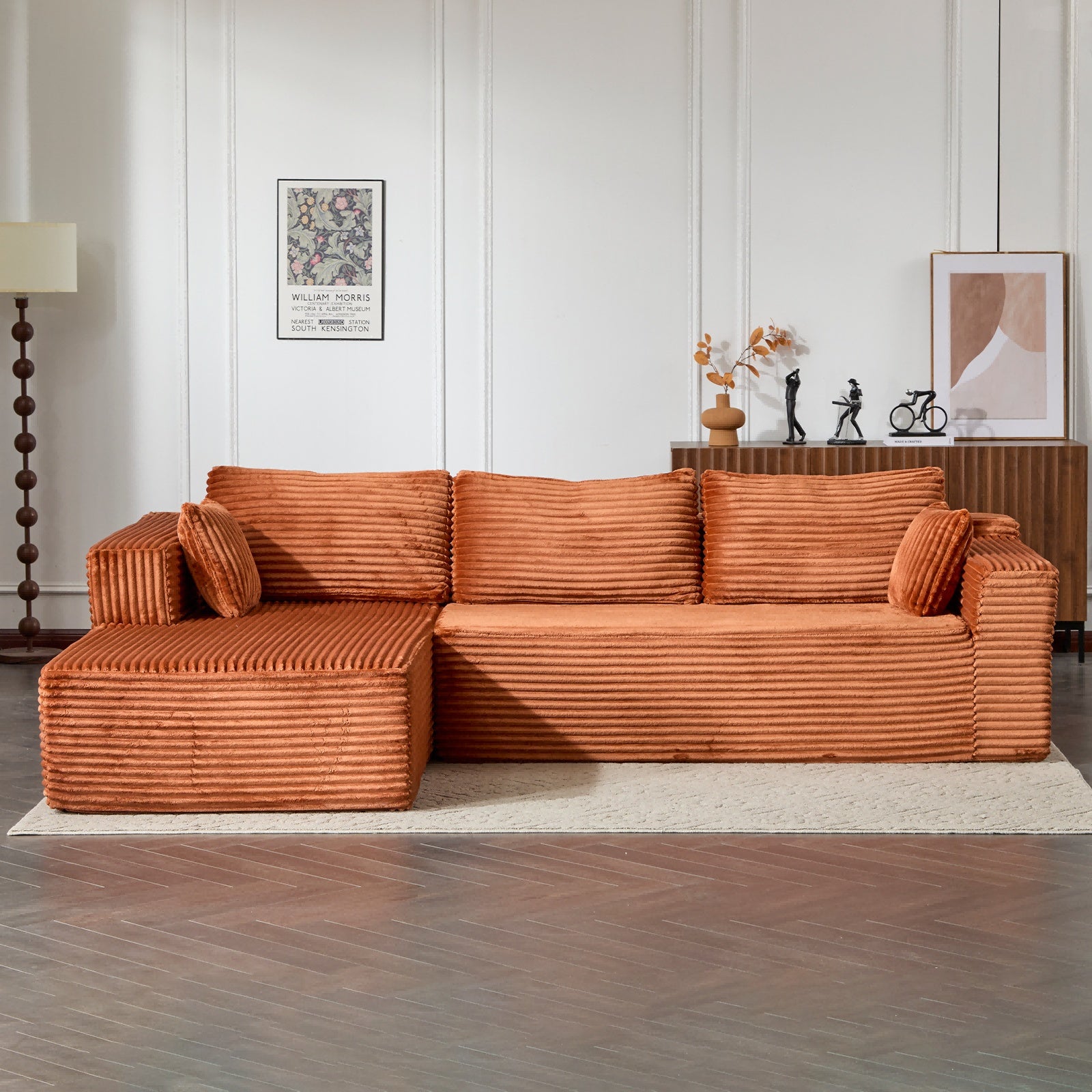 Compression Sectional Couch with Comfy Chaise