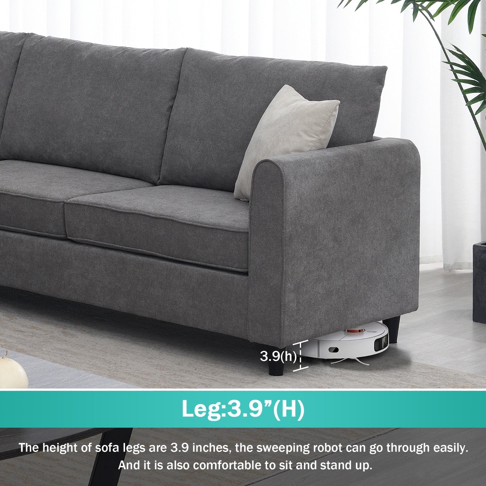91 91 Modern L-Shape Sectional Sofa Upholstered