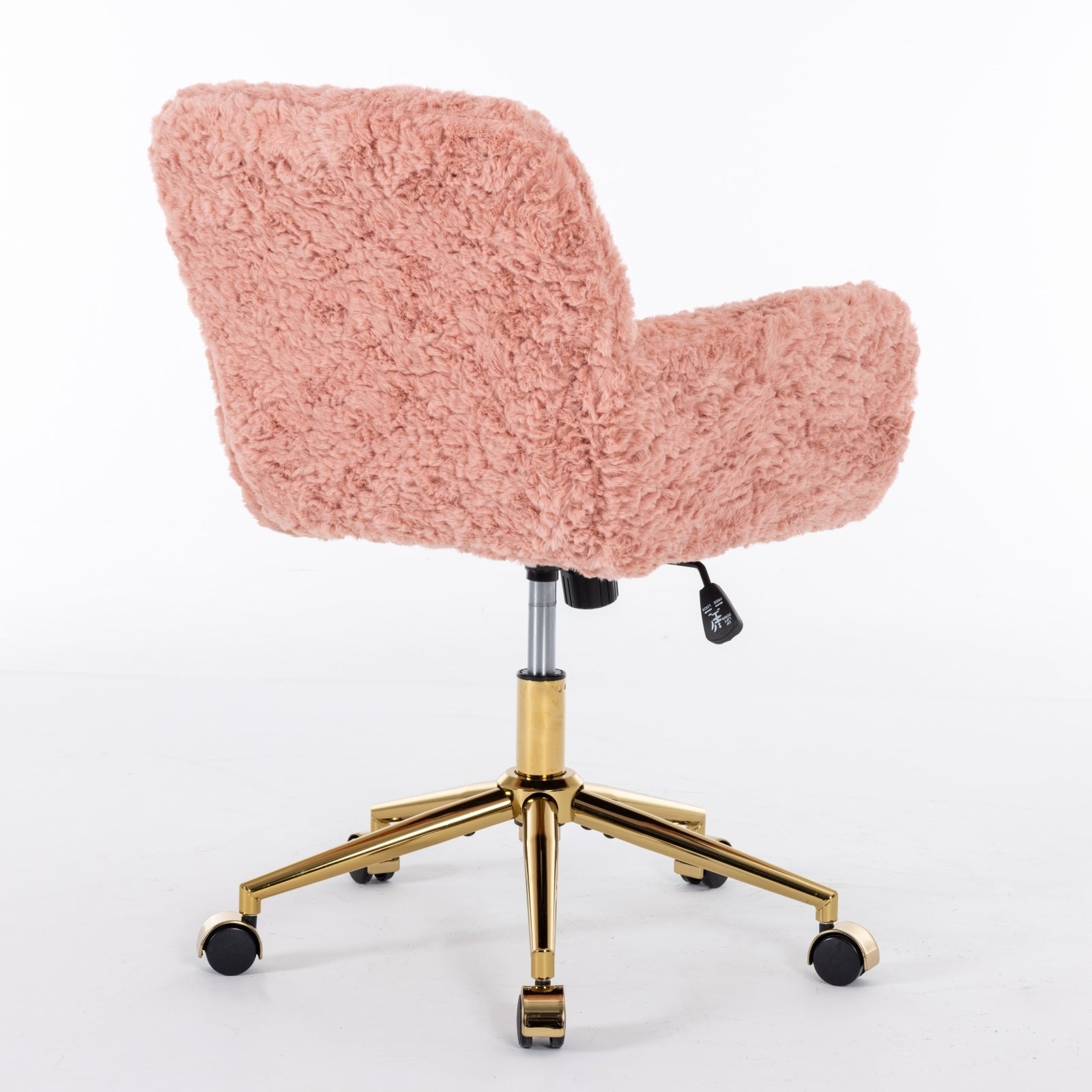 Artificial Rabbit Hair Office Chair with Gold Base, Adjustable